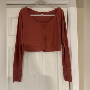 Old Navy large orange/red button up cropped shirt